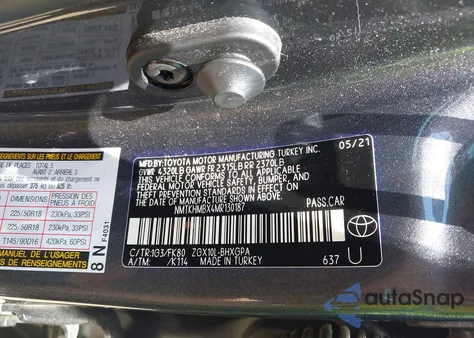 2021 Toyota C-Hr Xle from USA, damaged, VIN NMTKHMBX4MR130187